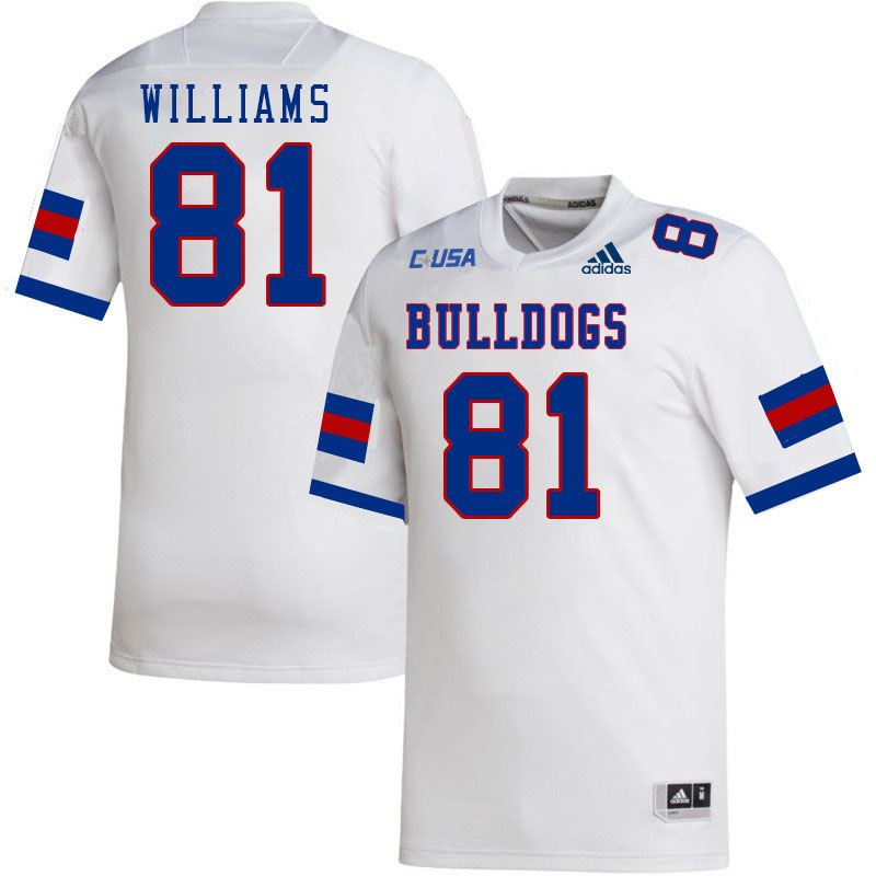 Men-Youth #81 Dakota Williams Louisiana Tech Bulldogs 2023 College Football Jerseys Stitched Sale-Wh